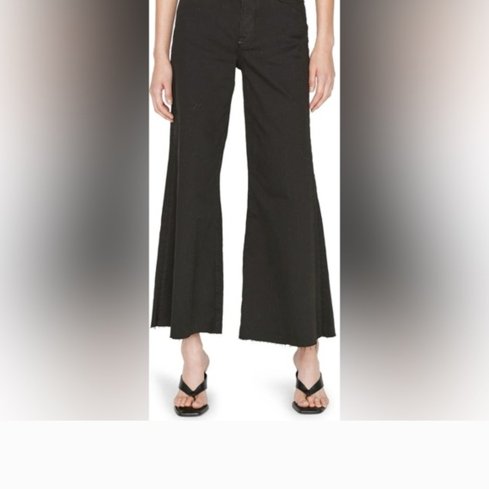 Frame Le Palazzo Crop Denim Black Wide Leg Jeans
